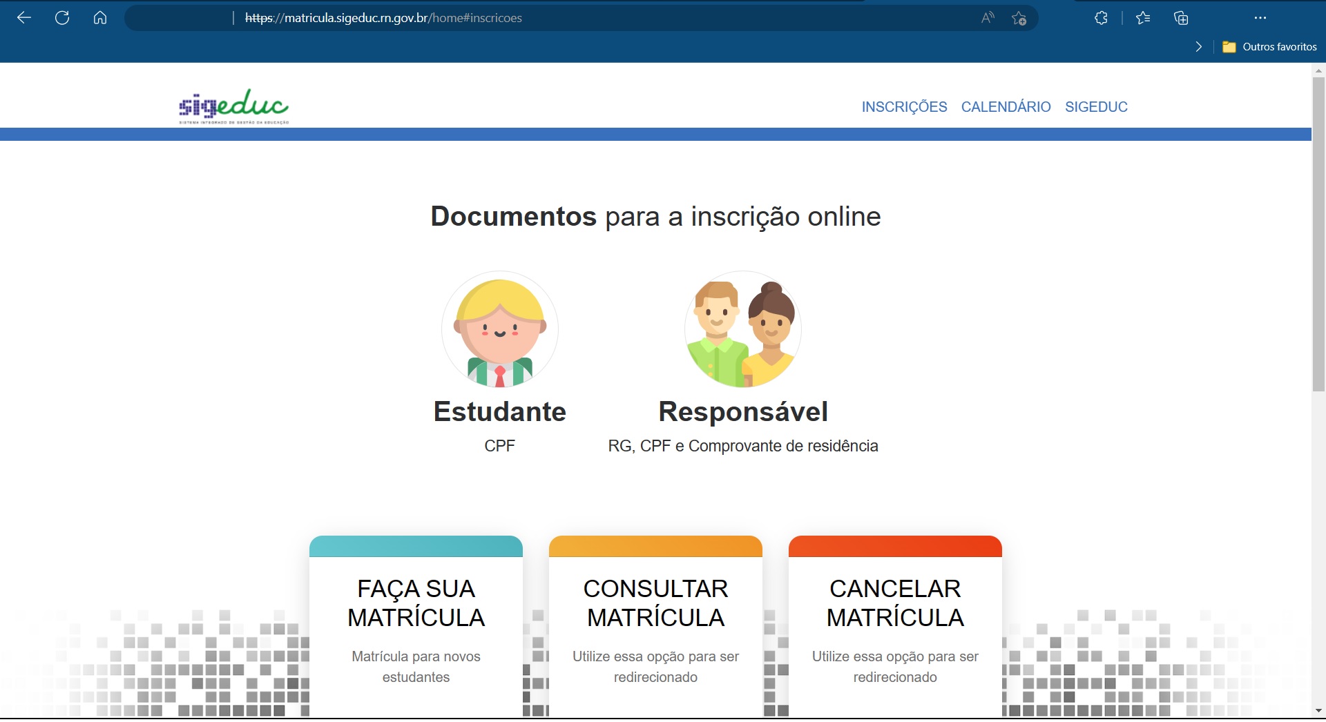 Portal Matrícula da rede estadual de ensino do Rio Grande do Norte 