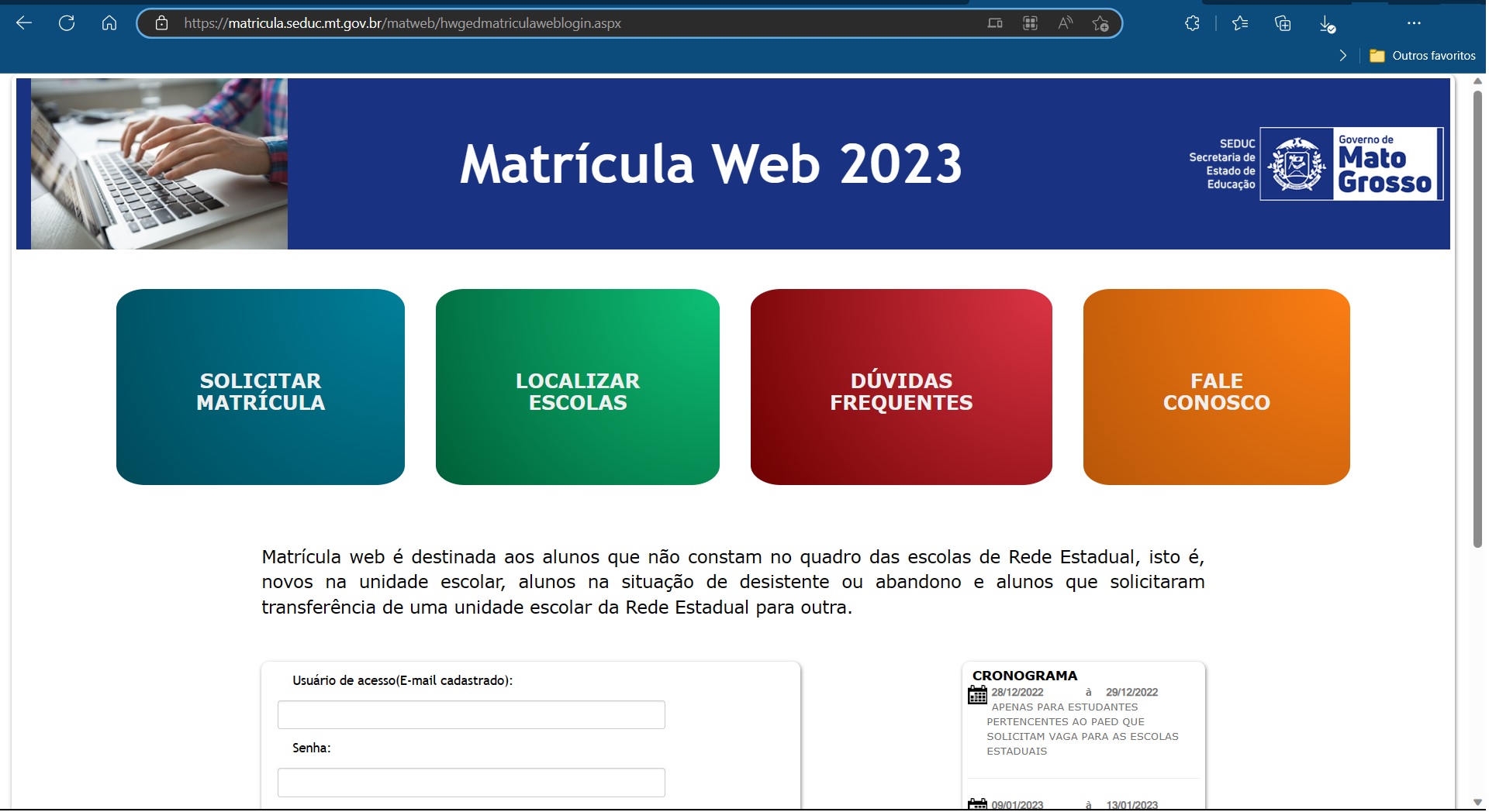 Portal Matrícula Web 