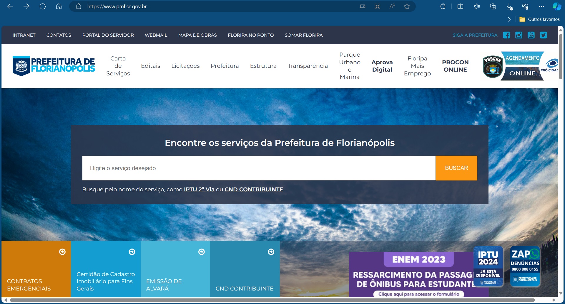 Portal da Prefeitura de Florianópolis 